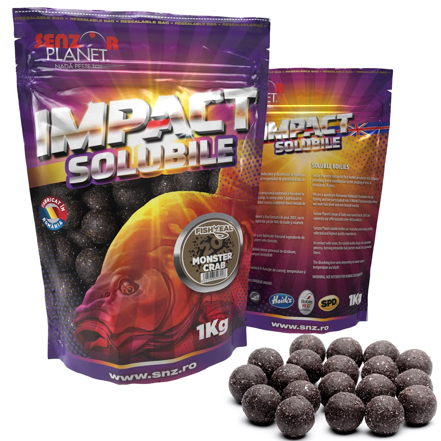 Senzor Planet Impact Boilies SOLUBILE 1kg 20mm