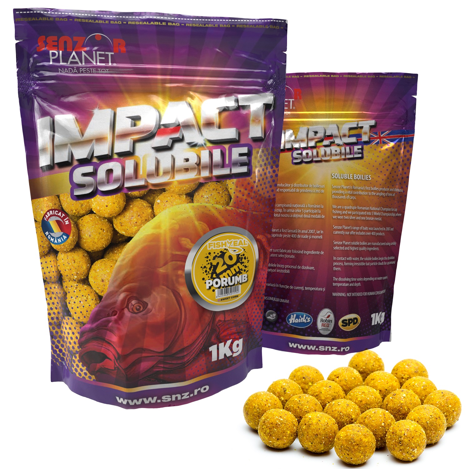 Senzor Planet Impact Boilies SOLUBILE 1kg 20mm